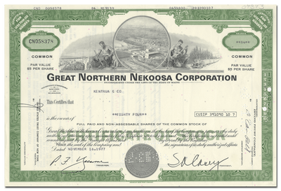 Great Northern Nekoosa Corporation Stock Certificate