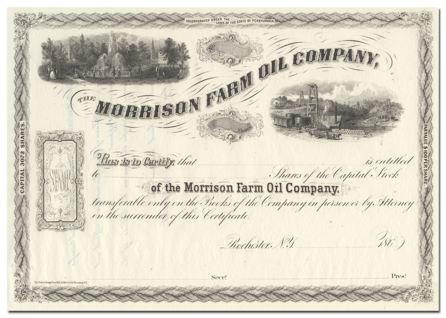 Morrison Farm Oil Company Stock Certificate