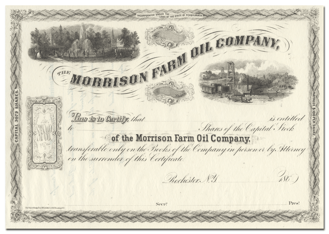 Morrison Farm Oil Company Stock Certificate