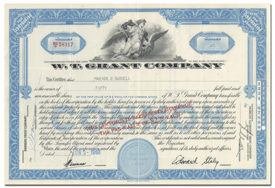 W. T. Grant Company Stock Certificate