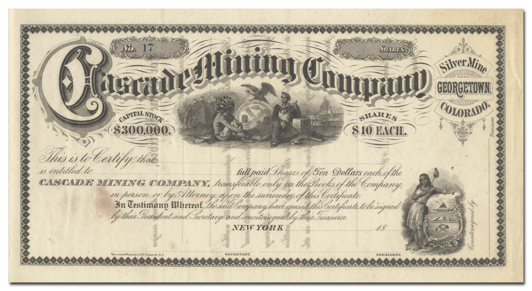 Cascade Mining Company Stock Certificate