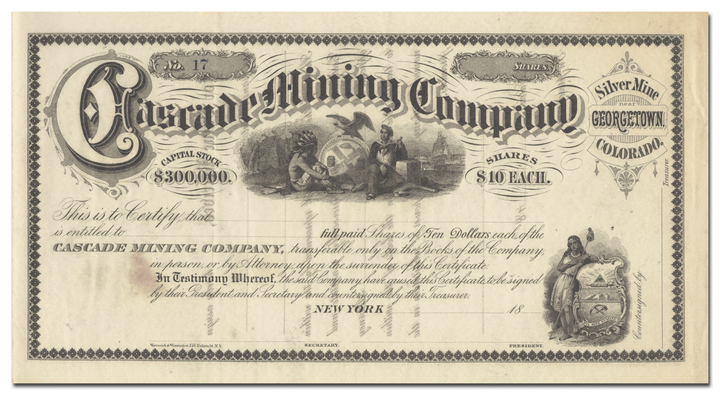 Cascade Mining Company Stock Certificate