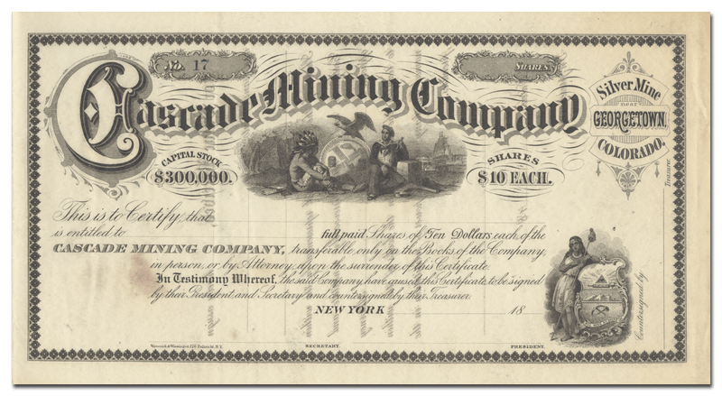 Cascade Mining Company Stock Certificate