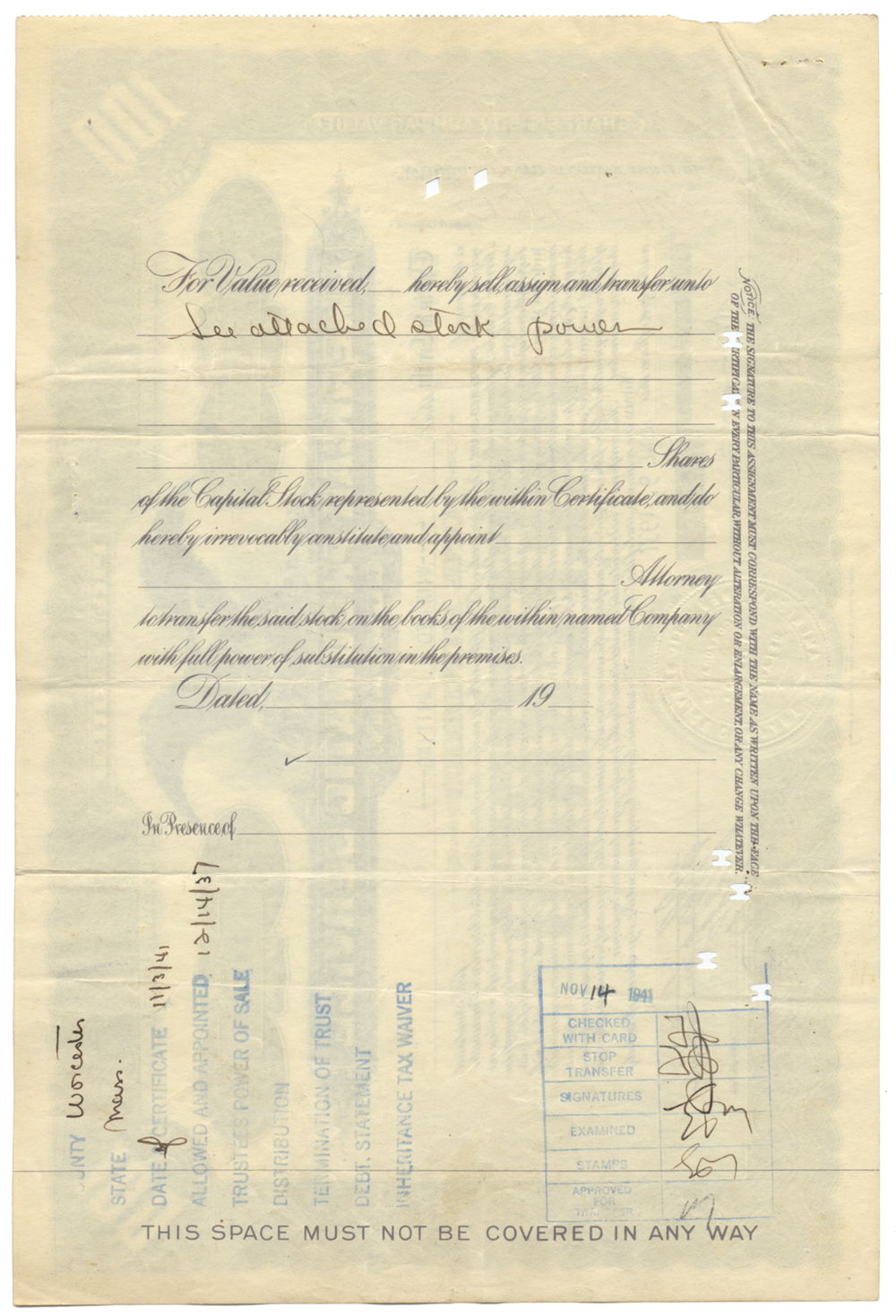 American Pneumatic Service Company Stock Certificate