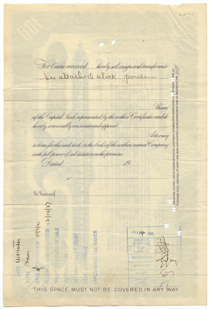 American Pneumatic Service Company Stock Certificate