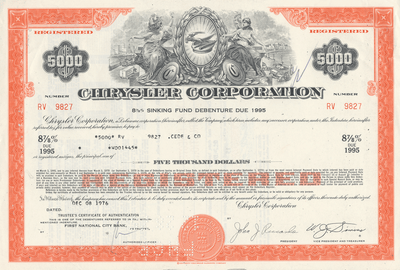 Chrysler Corporation Bond Certificate