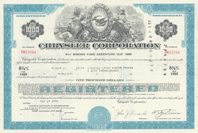 Chrysler Corporation Bond Certificate