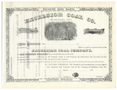 Excelsior Coal Company Stock Certificate
