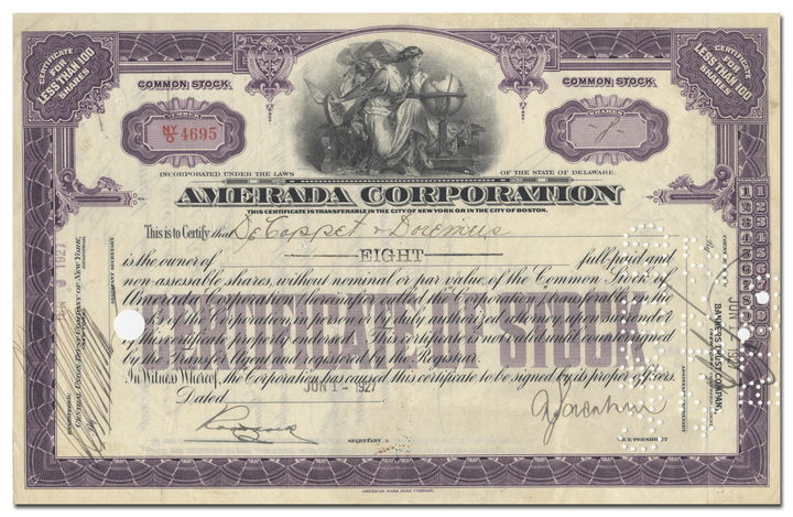 Amerada Corporation Stock Certificate