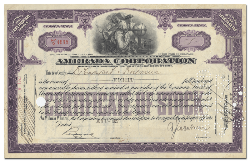 Amerada Corporation Stock Certificate