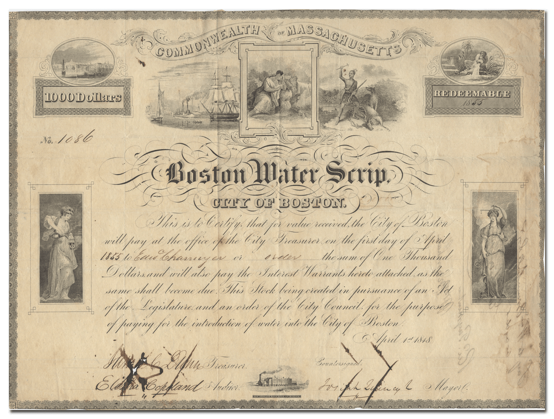 City of Boston Water Scrip Certificate