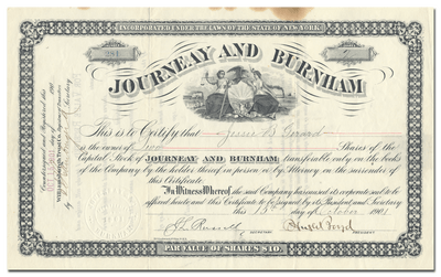 Journeay and Burnham Stock Certificate