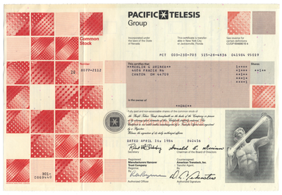Pacific Telesis Group Stock Certificate