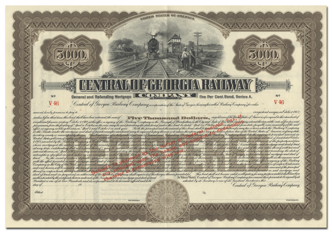 Central of Georgia Railway Company Bond Certificate