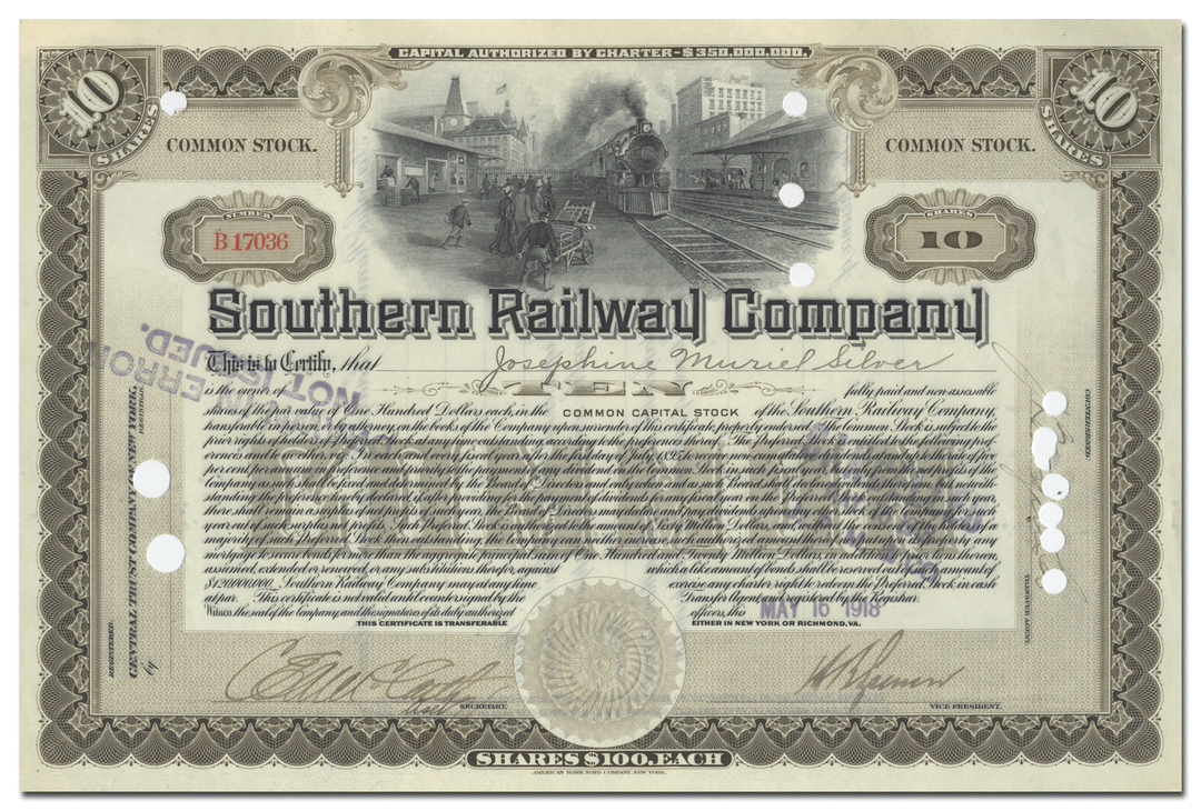 Southern Railway Company Stock Certificate