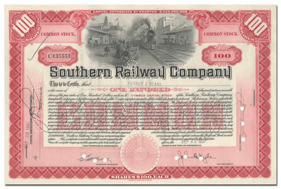 Southern Railway Company Stock Certificate