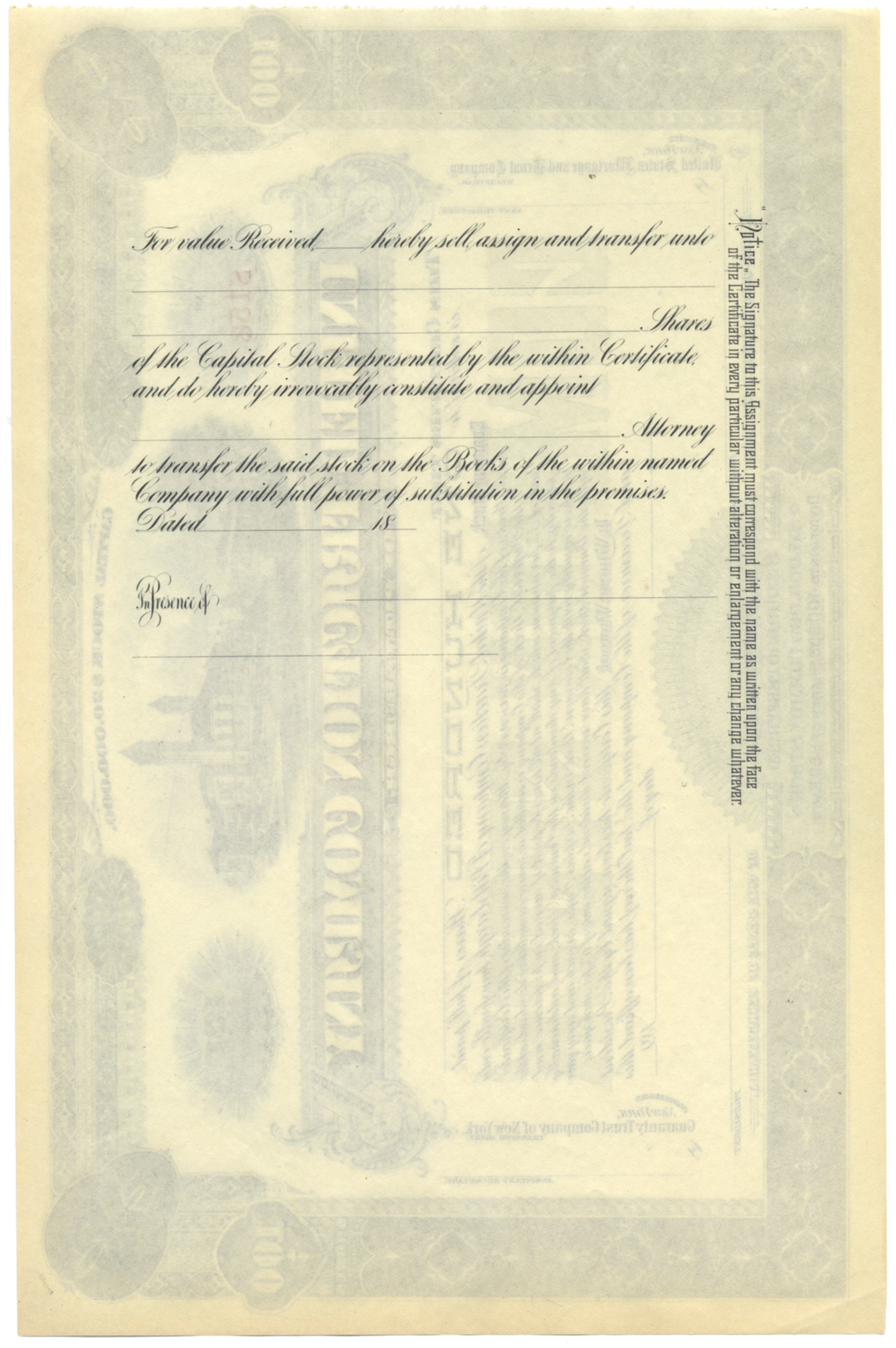 United Traction Company Stock Certificate