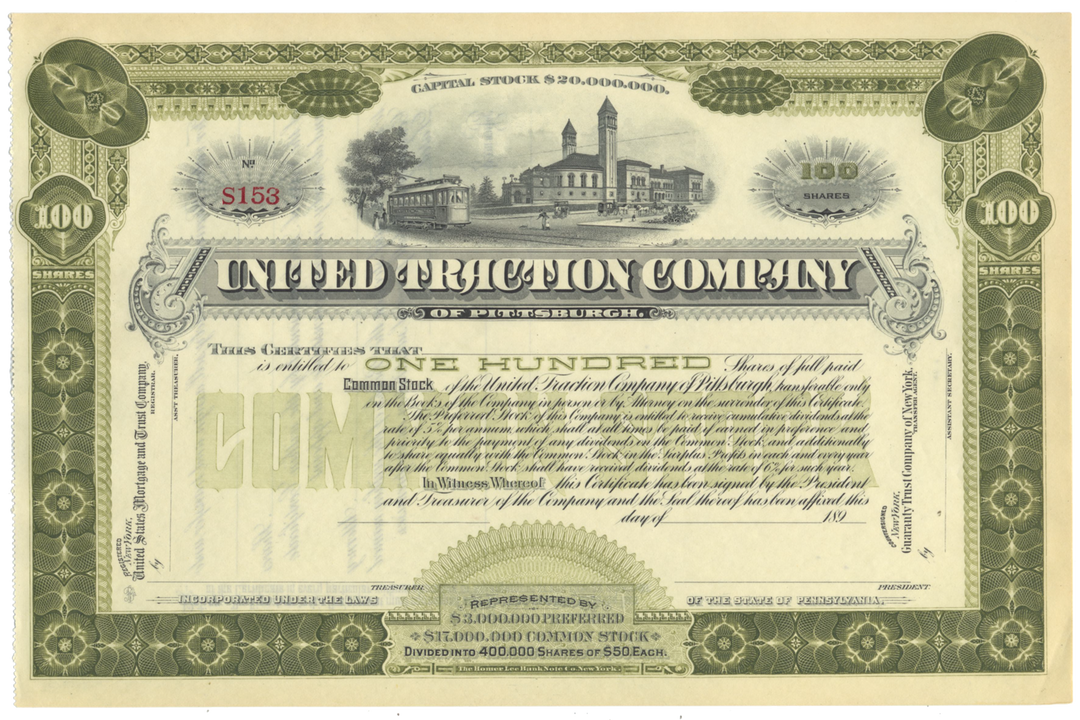 United Traction Company Stock Certificate