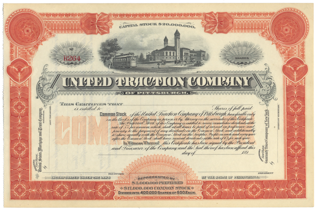 United Traction Company Stock Certificate