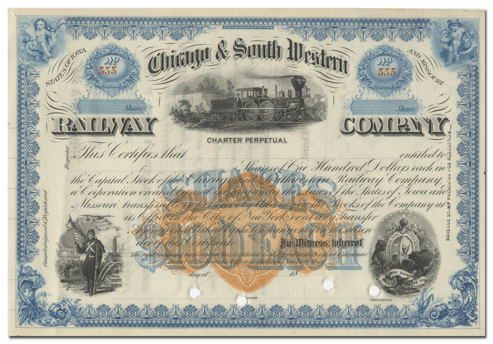 Chicago & South Western Railway Company Stock Certificate