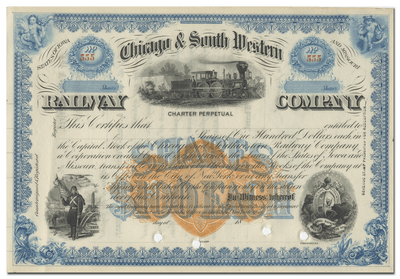 Chicago & South Western Railway Company Stock Certificate