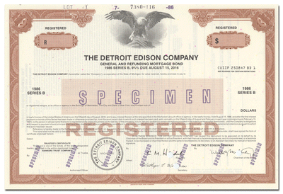 Detroit Edison Company Bond Certificate
