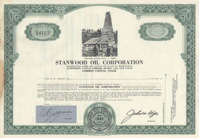 Stanwood Oil Corporation Stock Certificate