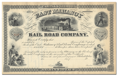 East Mahanoy Rail Road Company Stock Certificate