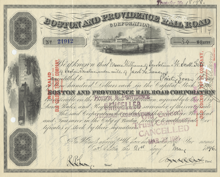 Boston and Providence Rail Road Corporation Stock Certificate