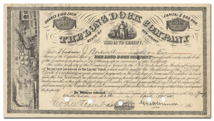 The Long Dock Company Stock Certificate