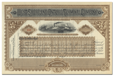 West Shore and Ontario Terminal Company Stock Certificate