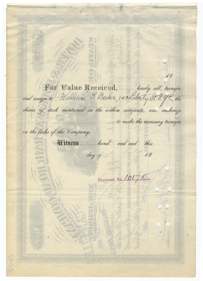 Dover & Rockaway Rail Road Company Stock Certificate