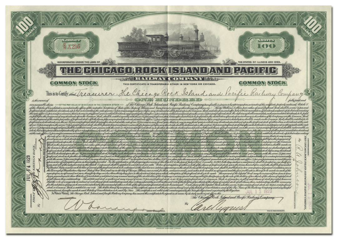 Chicago, Rock Island and Pacific Railway Company Bond Certificate