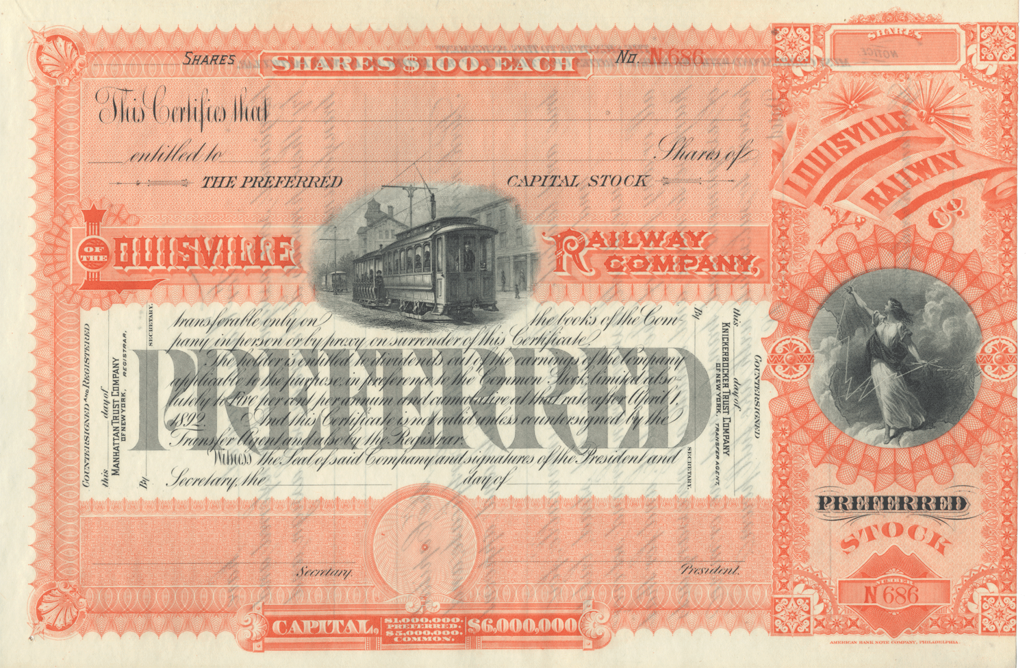 Louisville Railway Company Stock Certificate