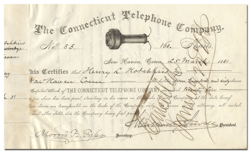 Connecticut Telephone Company Stock Certificate