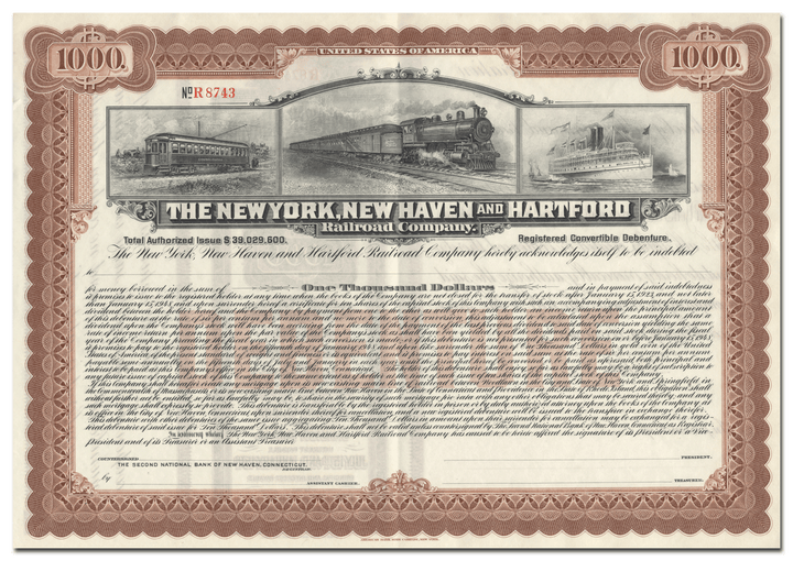 New York, New Haven and Hartford Railroad Company Bond Certificate