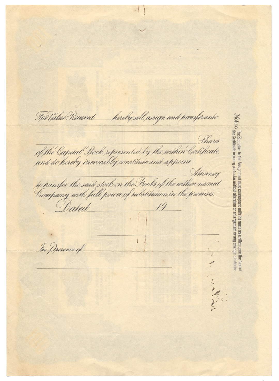 Pennsylvania Gasoline Company Stock Certificate