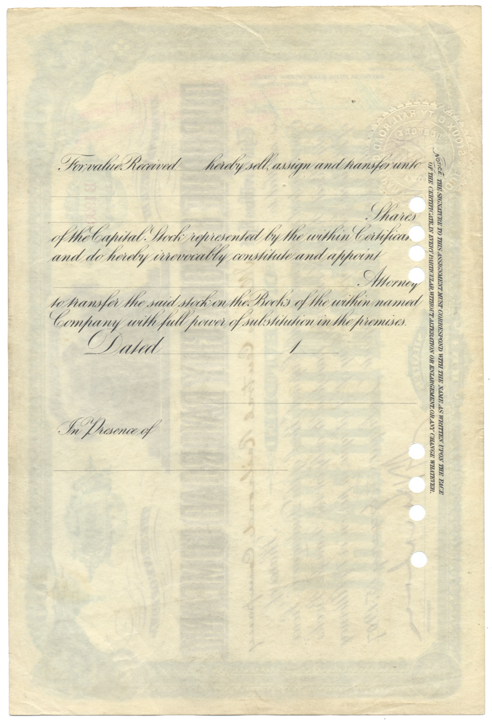 Dubuque & Sioux City Rail Road Company Stock Certificate