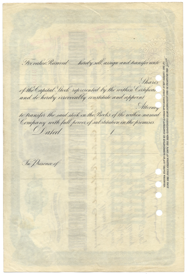 Dubuque & Sioux City Rail Road Company Stock Certificate