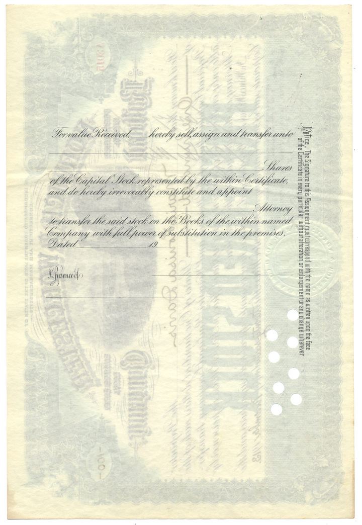 Norwich & Worcester Railroad Company Stock Certificate