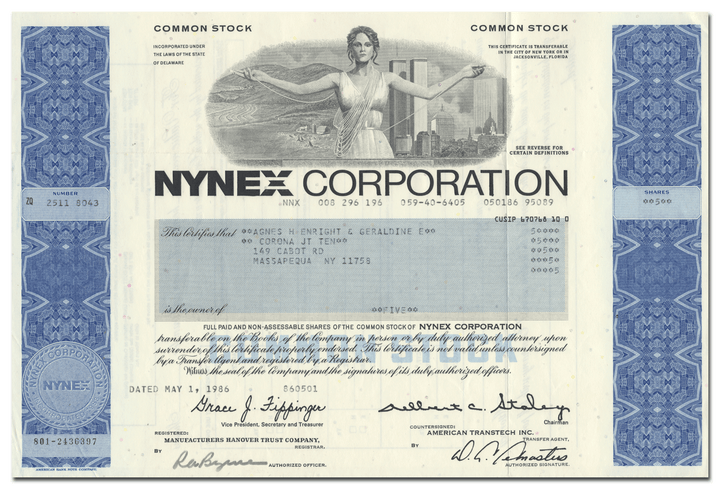 NYNEX Corporation Stock Certificate