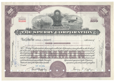 Sperry Corporation Stock Certificate
