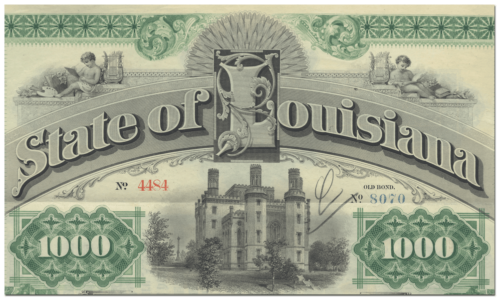 State of Louisiana Bond Certificate Signed by Murphy James Foster