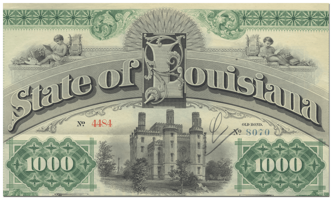 State of Louisiana Bond Certificate Signed by Murphy James Foster