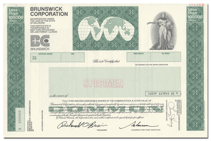 Brunswick Corporation Specimen Stock Certificate