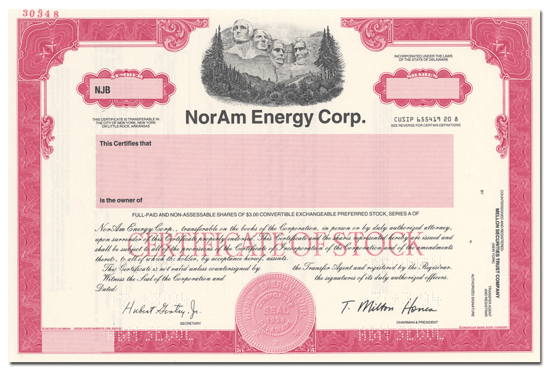NorAm Energy Corp. Specimen Stock Certificate