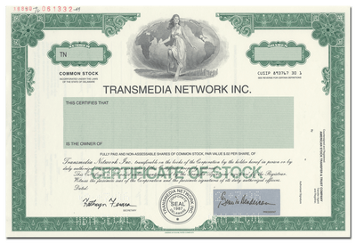 Transmedia Network Inc. Specimen Stock Certificate