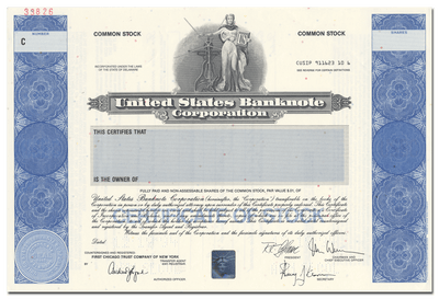 United States Banknote Corporation Specimen Stock Certificate