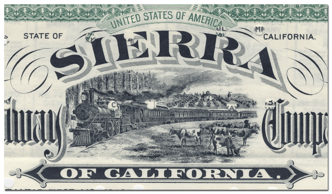 Sierra Railway Company of California Bond Certificate