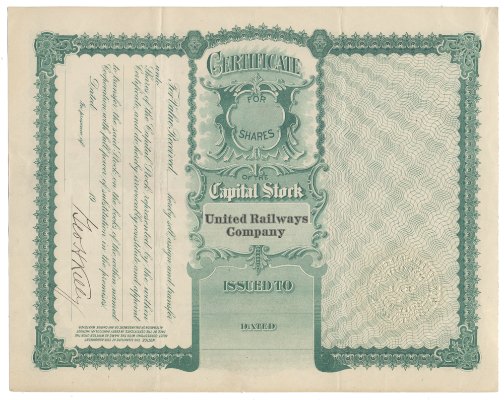 United Railways Company Stock Certificate